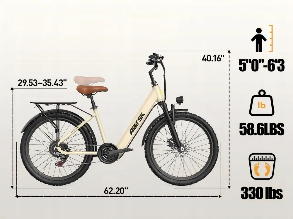 Vélo électrique Aairsk SU7 unisexe pour adultes en ville