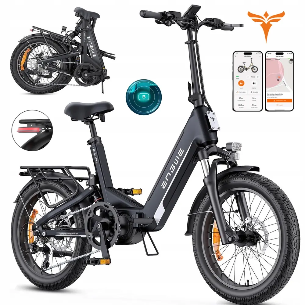 ENGWE L20 3.0 Pro plié, montrant son cadre compact et ses roues 20 pouces