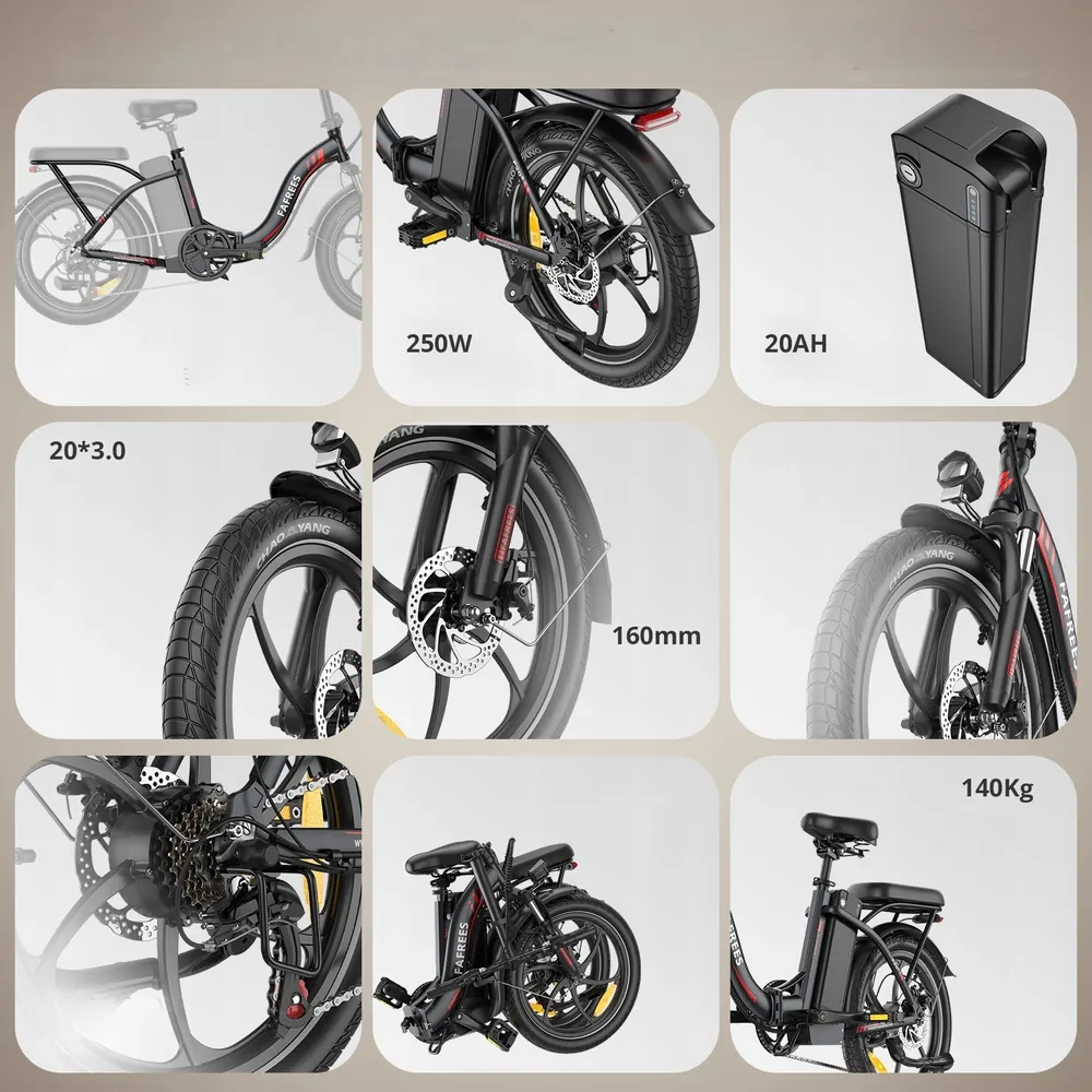 Taille de cadre L pour le vélo électrique pliant Fafrees F20+.