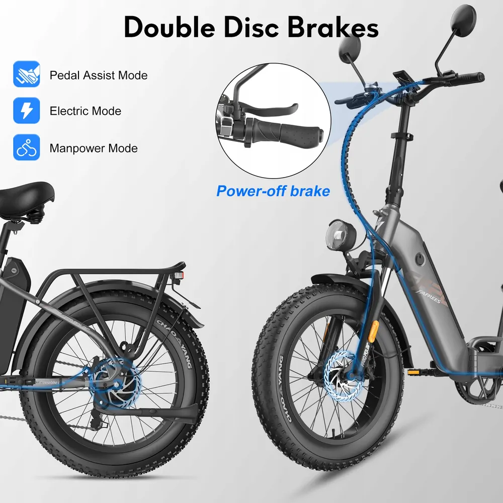 Vélo électrique pliant Fafrees FF20 Polar noir plié et réglé