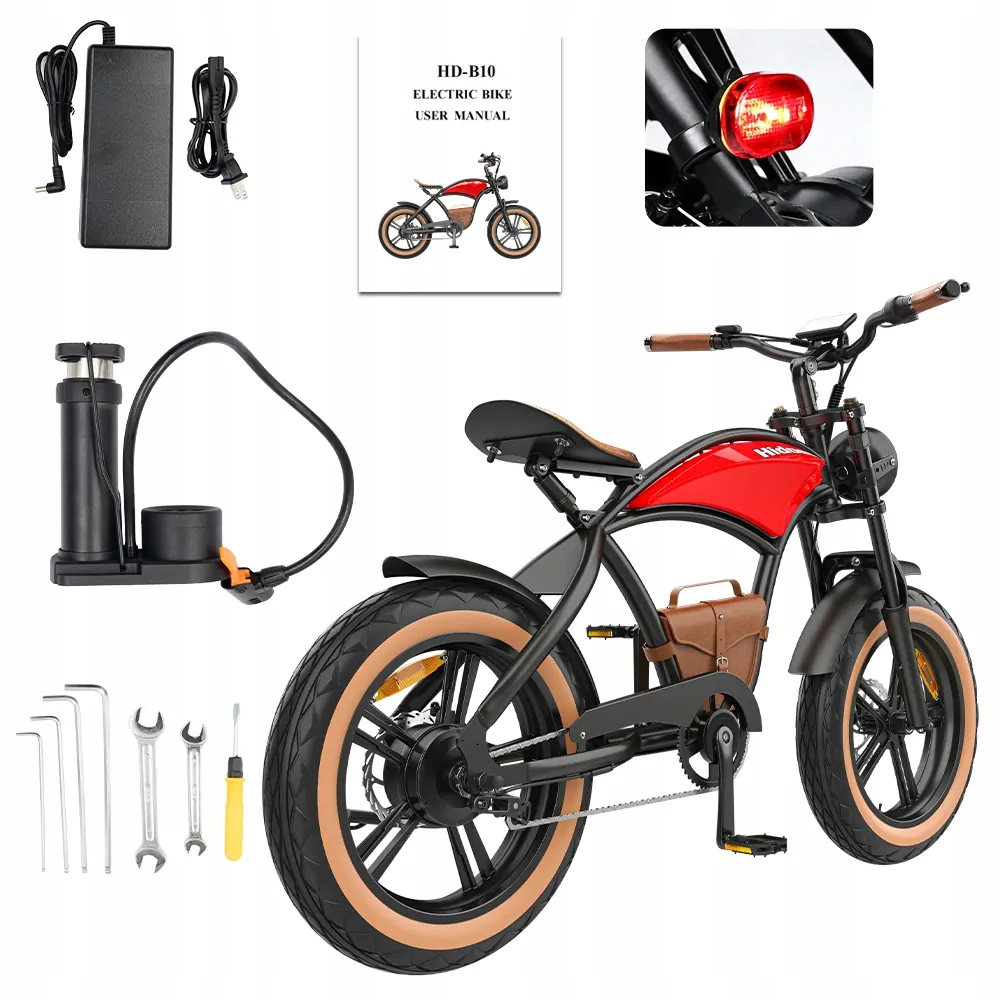 Marque HIDOES sur le vélo électrique B10 1000W pneus larges rouge