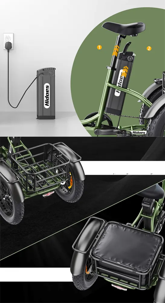 Vélo électrique tout-terrain Hidoes HD-ET1 750W de couleur verte