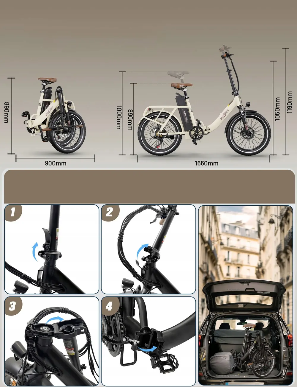 ONESPORT OT16-2 Vélo Électrique Pliable image 11