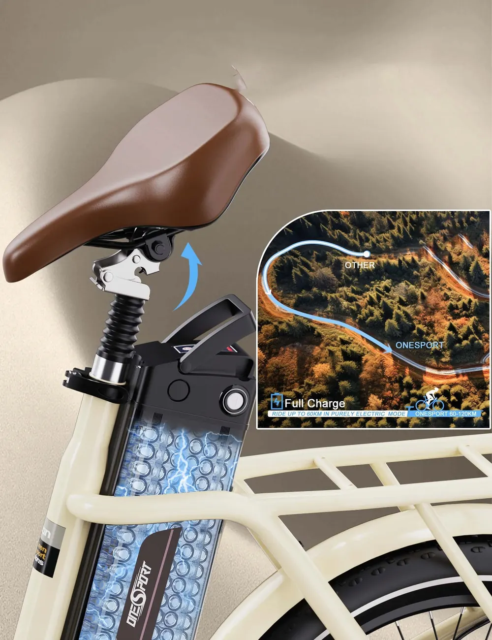 Cadre taille M du vélo électrique pliant ONESPORT OT16-2