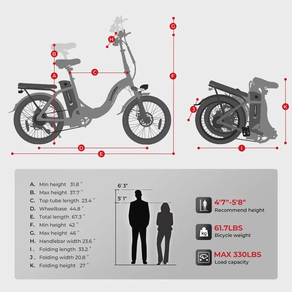 SAMEBIKE CY20 Vélo Électrique Pliant image 14