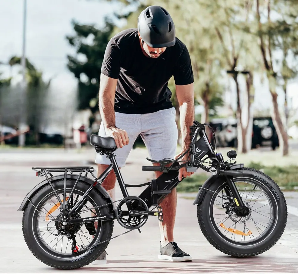 Vélo électrique SAMEBIKE LOTDM200-II-FT avec panier et sacoche