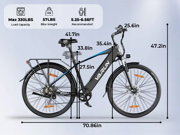 Varun S700-1 supportant 150 kg, vélo électrique robuste 250W