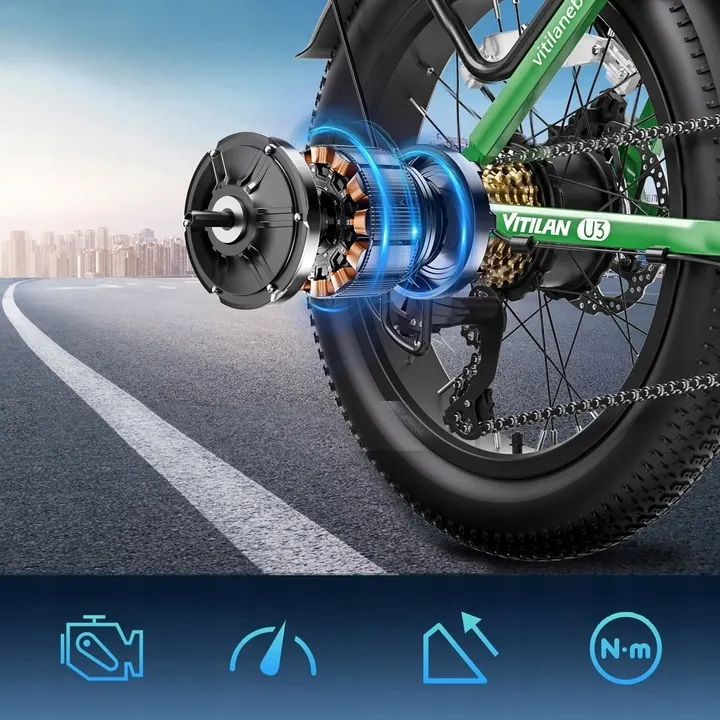Vélo électrique VITILAN U3 de couleur verte